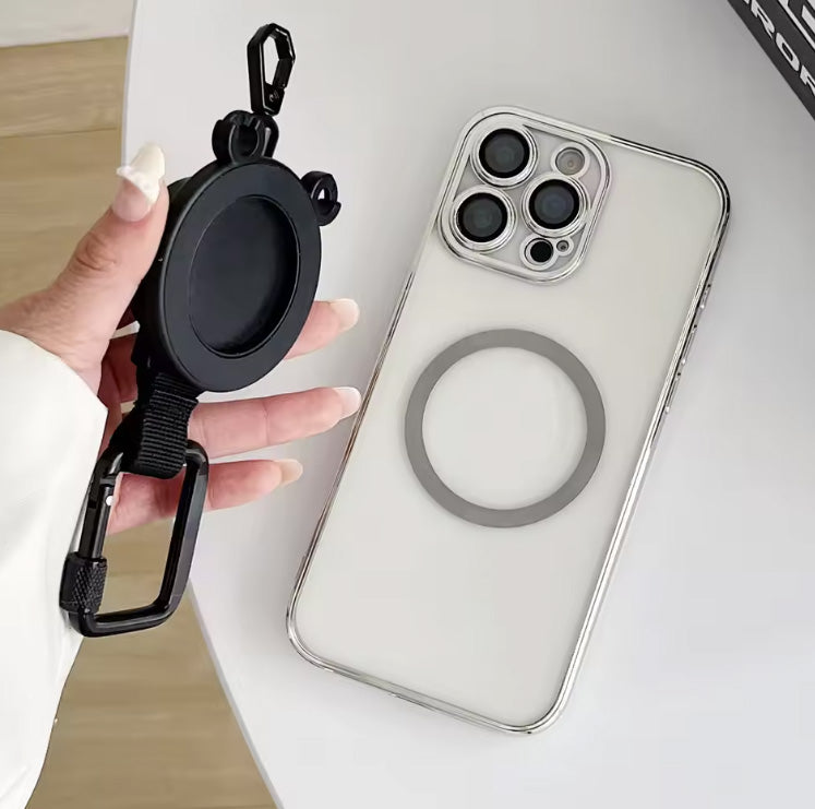 MagSafe対応 ミニバッグハンガー 磁気吸着式 スマホスタンド兼用 コンパクト 折りたたみ テーブルフック 耐荷重約5kg ブラック