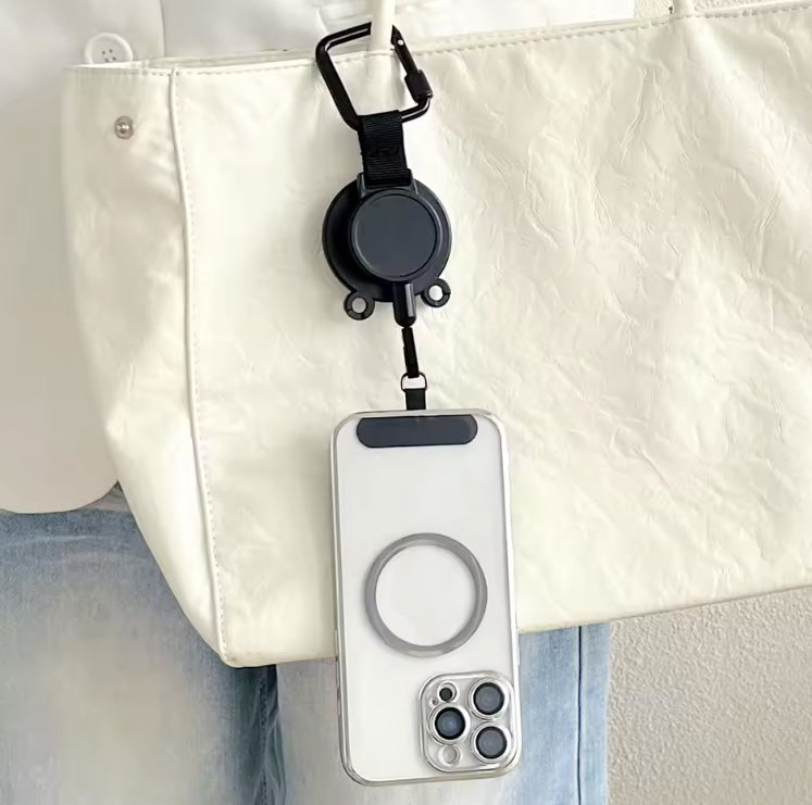 MagSafe対応 ミニバッグハンガー 磁気吸着式 スマホスタンド兼用 コンパクト 折りたたみ テーブルフック 耐荷重約5kg ブラック