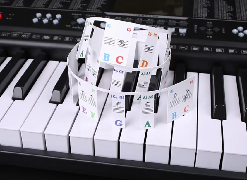 【貼らずに置くだけ】ピアノ 鍵盤 音符ガイド シリコン｜88鍵対応 繰り返し使える ノートストリップ