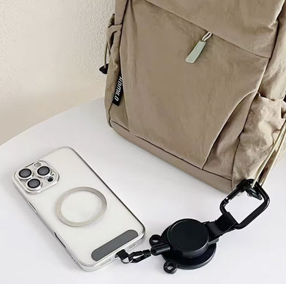 MagSafe対応 ミニバッグハンガー 磁気吸着式 スマホスタンド兼用 コンパクト 折りたたみ テーブルフック 耐荷重約5kg ブラック