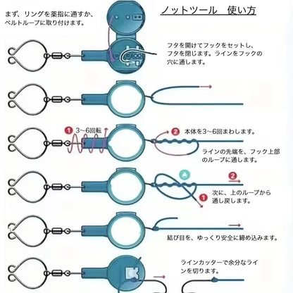 【釣り糸の結び、もう手こずらない】セットして回すだけ、しっかり結束できるノットツール